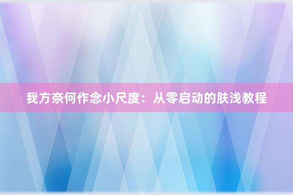 我方奈何作念小尺度：从零启动的肤浅教程